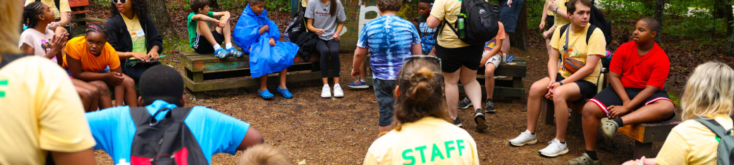 Campers and Counselors hanging out at Shady Circle