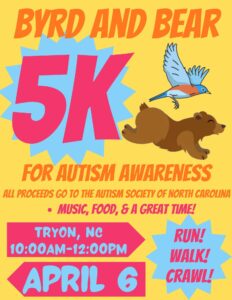 Byrd and Bear 5K run for autism awareness ad