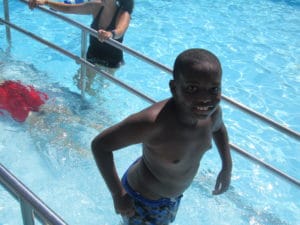 Nolan loves the pool